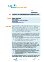 Deeble Institute evidence brief: partnerships and collaborative advantage in primary care